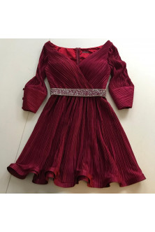 Rochie din tesatura plisata rosu rubin
